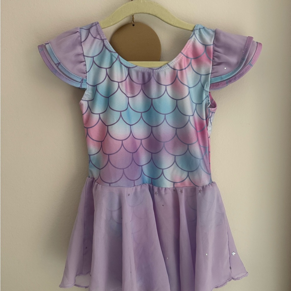 Mermaid Scale leotard with Ruffled Sleeves